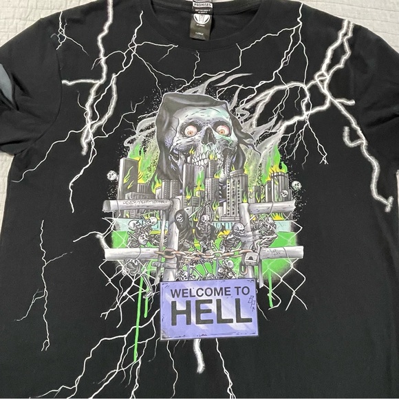 Broken Promises Welcome to Hell Layered Graphic Size L Grunge Skater Streetwear - Picture 6 of 16